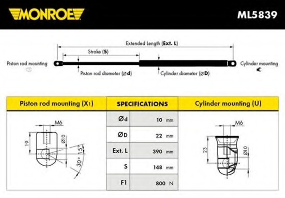 Amortizor portbagaj ML5839 MONROE - Elemente de caroserie Amortizor portbagaj ML5839 MONROE - Elemente de caroserie