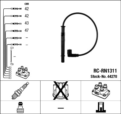 Set cablaj aprinder 44278 NGK - Fisa bujie