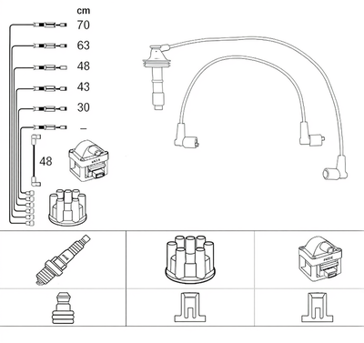 Set cablaj aprinder 8468 NGK - Fisa bujie