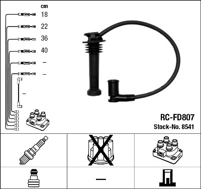 Set cablaj aprinder 8541 NGK - Fisa bujie