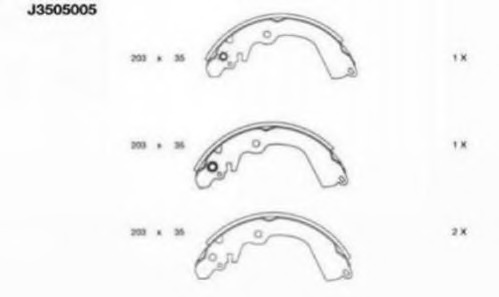 Set saboti frana J3505005 NIPPARTS - Material frictiune sabot frana/ sabot frana