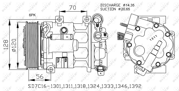 Compresor, climatizare 32682G NRF - Compresor/piese Compresor, climatizare 32682G NRF - Compresor/piese