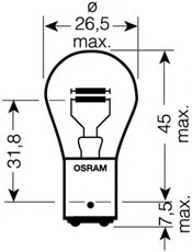 Bec, lampa frana / lampa spate / Bec, lampa frana 7538LDR OSRAM - Lumini frana / elemente Bec, lampa frana / lampa spate / Bec, lampa frana 7538LDR OSRAM - Lumini frana / elemente