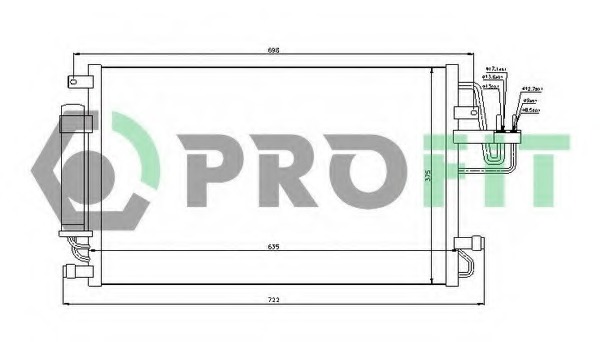 Condensator, climatizare PR 1305C1 PROFIT - Radiator clima Condensator, climatizare PR 1305C1 PROFIT - Radiator clima