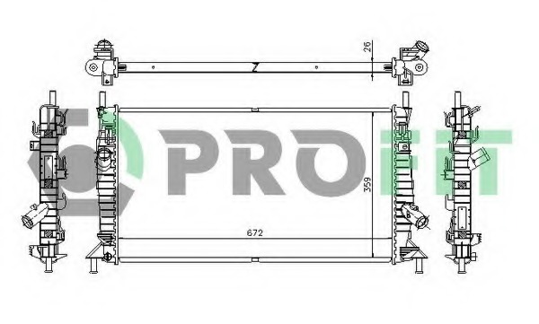 Radiator, racire motor PR 2563A1 PROFIT - Radiator apa/piese Radiator, racire motor PR 2563A1 PROFIT - Radiator apa/piese