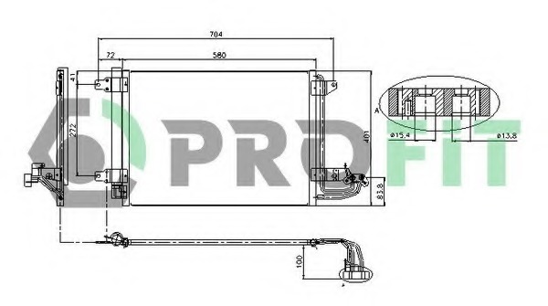 Condensator, climatizare PR 9558C1 PROFIT - Radiator clima Condensator, climatizare PR 9558C1 PROFIT - Radiator clima