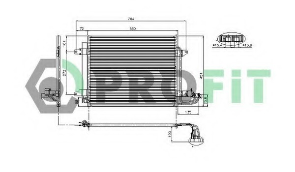Condensator, climatizare PR 9570C1 PROFIT - Radiator clima Condensator, climatizare PR 9570C1 PROFIT - Radiator clima