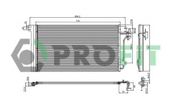 Condensator, climatizare PR 9572C1 PROFIT - Radiator clima Condensator, climatizare PR 9572C1 PROFIT - Radiator clima