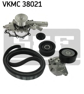 Pompa apa + Set curea transmisie cu caneluri VKMC 38021 SKF - Fulie curea Pompa apa + Set curea transmisie cu caneluri VKMC 38021 SKF - Fulie curea