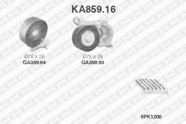Set curea transmisie cu caneluri KA859.16 SNR - Set curea transmisie cu caneluri Set curea transmisie cu caneluri KA859.16 SNR - Set curea transmisie cu caneluri