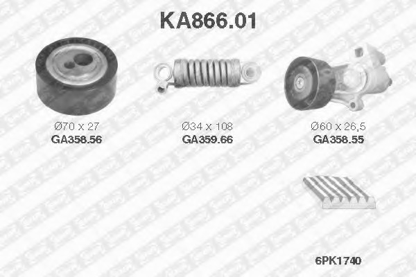 Set curea transmisie cu caneluri KA866.01 SNR - Set curea transmisie cu caneluri Set curea transmisie cu caneluri KA866.01 SNR - Set curea transmisie cu caneluri