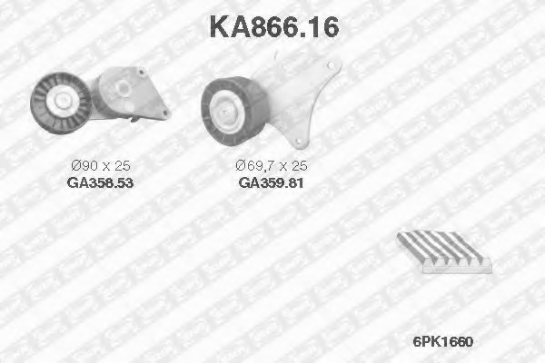 Set curea transmisie cu caneluri KA866.16 SNR - Set curea transmisie cu caneluri Set curea transmisie cu caneluri KA866.16 SNR - Set curea transmisie cu caneluri