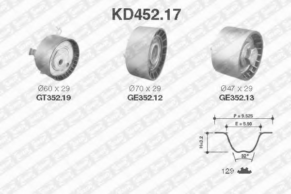 Set curea de distributie KD452.17 SNR - Kit distributie / curea distributie Set curea de distributie KD452.17 SNR - Kit distributie / curea distributie