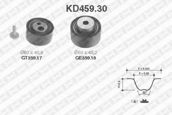 Set curea de distributie KD459.30 SNR - Kit distributie Set curea de distributie KD459.30 SNR - Kit distributie