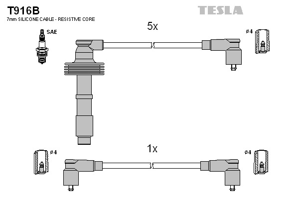 Set cablaj aprinder T916B TESLA - Fisa bujie