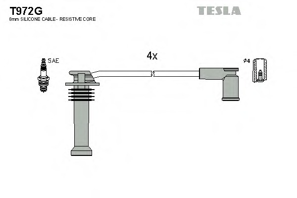Set cablaj aprinder T972G TESLA - Fisa bujie