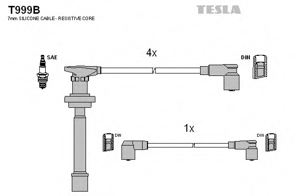 Set cablaj aprinder T999B TESLA - Fisa bujie