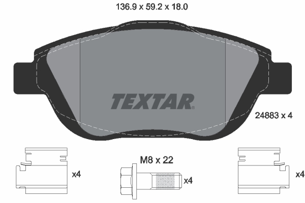 set placute frana,frana disc 2488301 TEXTAR - Frana disc set placute frana,frana disc 2488301 TEXTAR - Frana disc