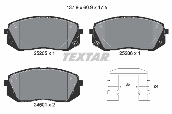 set placute frana,frana disc 2520501 TEXTAR - Frana disc set placute frana,frana disc 2520501 TEXTAR - Frana disc