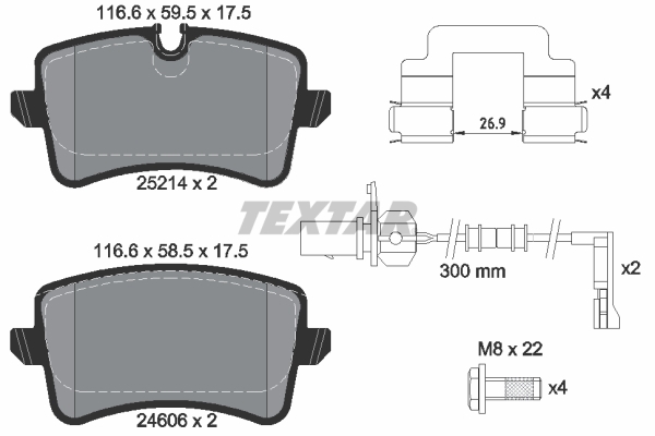 set placute frana,frana disc 2521401 TEXTAR - Frana disc