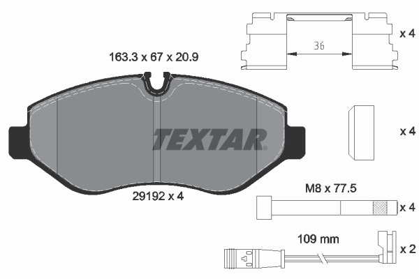 set placute frana,frana disc 2919202 TEXTAR - Frana disc set placute frana,frana disc 2919202 TEXTAR - Frana disc