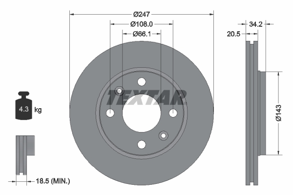 Disc frana 92043103 TEXTAR - Frana disc Disc frana 92043103 TEXTAR - Frana disc