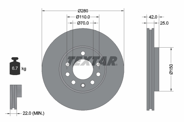 Disc frana 92091903 TEXTAR - Frana disc Disc frana 92091903 TEXTAR - Frana disc