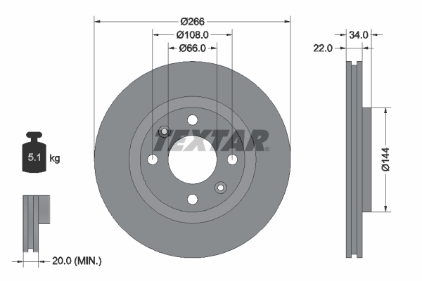 Disc frana 92111503 TEXTAR - Frana disc Disc frana 92111503 TEXTAR - Frana disc