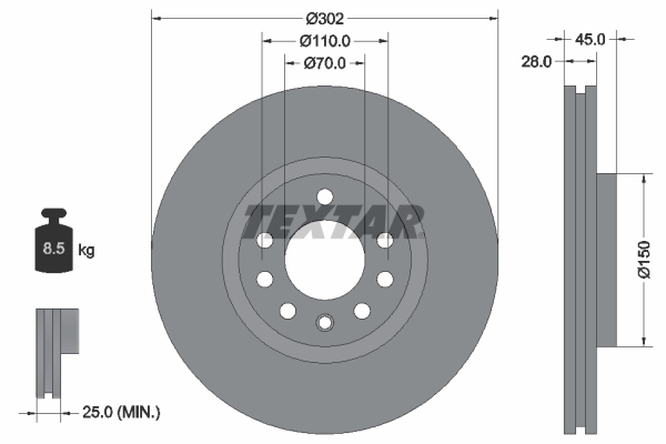 Disc frana 92118303 TEXTAR - Frana disc Disc frana 92118303 TEXTAR - Frana disc