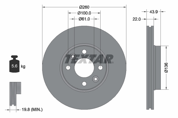 Disc frana 92119203 TEXTAR - Frana disc Disc frana 92119203 TEXTAR - Frana disc