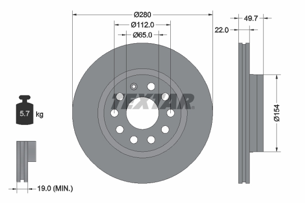 Disc frana 92120705 TEXTAR - Frana disc Disc frana 92120705 TEXTAR - Frana disc