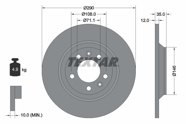 Disc frana 92129603 TEXTAR - Frana disc Disc frana 92129603 TEXTAR - Frana disc
