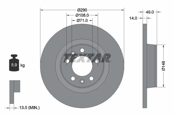 Disc frana 92157100 TEXTAR - Frana disc