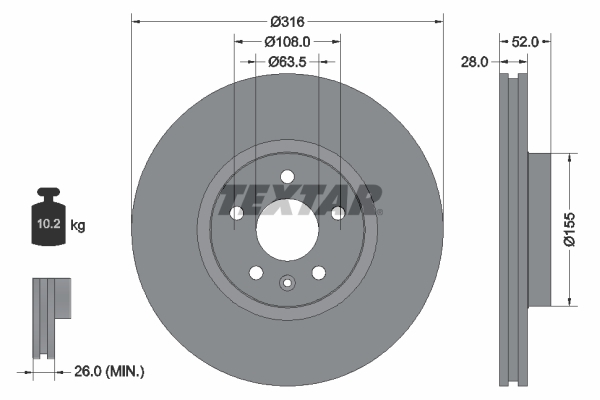Disc frana 92162303 TEXTAR - Frana disc Disc frana 92162303 TEXTAR - Frana disc
