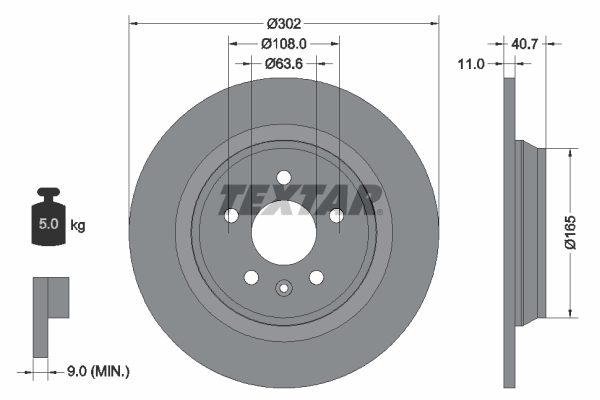 Disc frana 92162903 TEXTAR - Frana disc Disc frana 92162903 TEXTAR - Frana disc