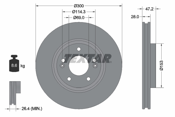 Disc frana 92166503 TEXTAR - Frana disc Disc frana 92166503 TEXTAR - Frana disc