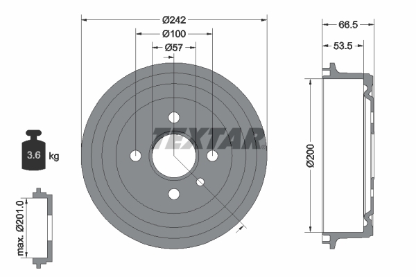 Tambur frana 94008600 TEXTAR - Tambur frana Tambur frana 94008600 TEXTAR - Tambur frana