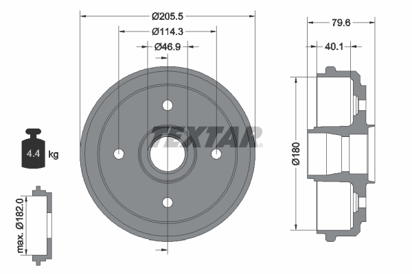 Tambur frana 94026200 TEXTAR - Frana tambur
