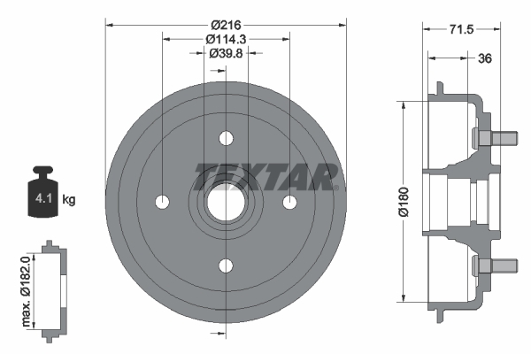 Tambur frana 94030200 TEXTAR - Tambur frana Tambur frana 94030200 TEXTAR - Tambur frana