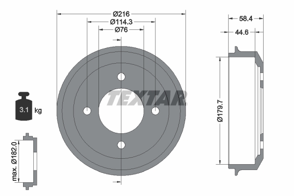 Tambur frana 94030300 TEXTAR - Tambur frana Tambur frana 94030300 TEXTAR - Tambur frana