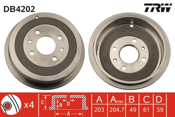 Tambur frana DB4202 TRW - Frana tambur