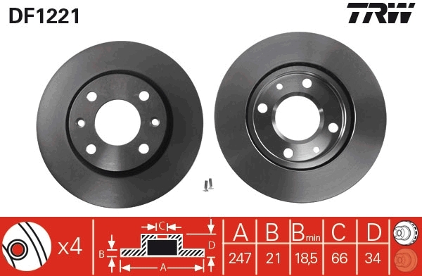 Disc frana DF1221 TRW - Frana disc Disc frana DF1221 TRW - Frana disc