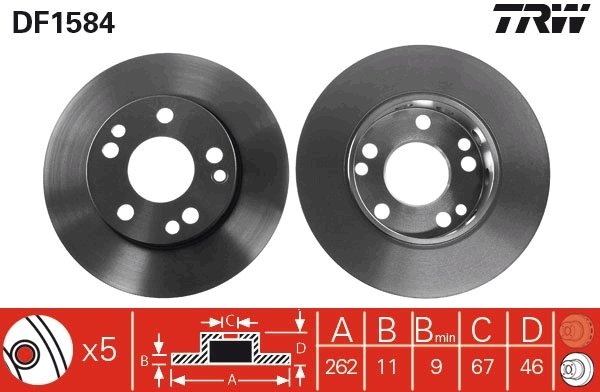 Disc frana DF1584 TRW - Frana disc Disc frana DF1584 TRW - Frana disc