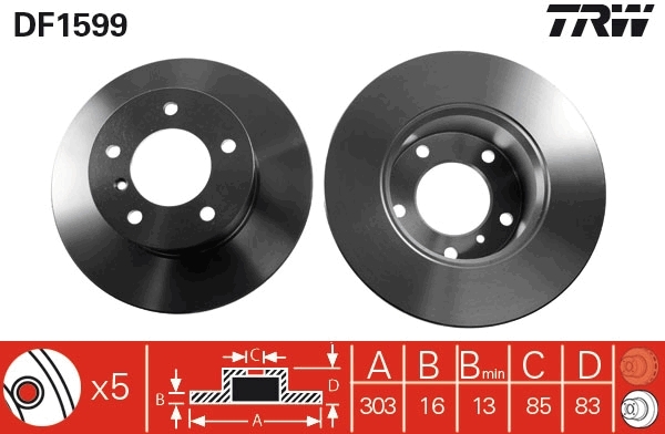 Disc frana DF1599 TRW - Frana disc Disc frana DF1599 TRW - Frana disc