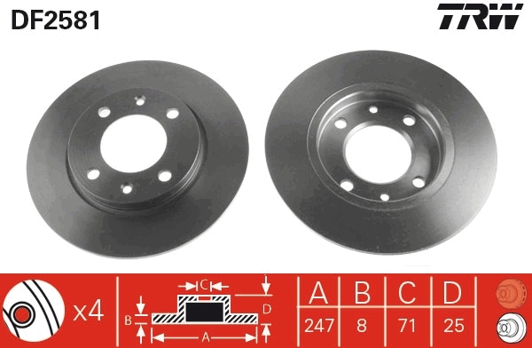 Disc frana DF2581 TRW - Frana disc Disc frana DF2581 TRW - Frana disc
