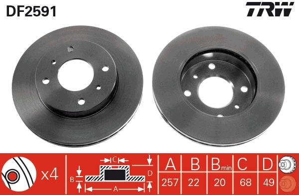 Disc frana DF2591 TRW - Frana disc Disc frana DF2591 TRW - Frana disc