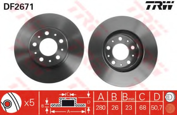 Disc frana DF2671 TRW - Frana disc Disc frana DF2671 TRW - Frana disc