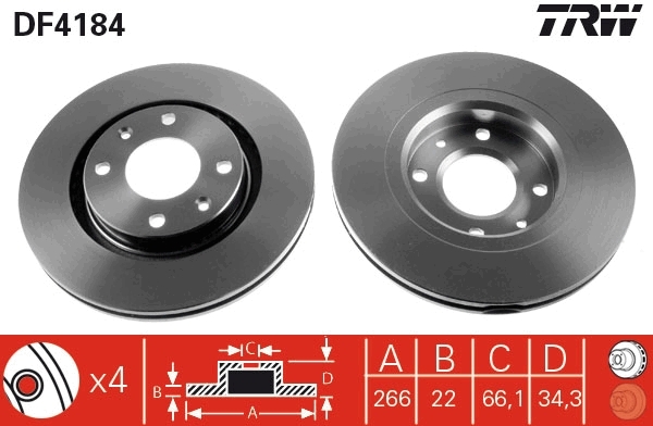 Disc frana DF4184 TRW - Frana disc Disc frana DF4184 TRW - Frana disc