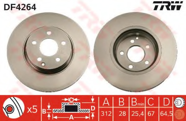 Disc frana DF4264 TRW - Frana disc Disc frana DF4264 TRW - Frana disc