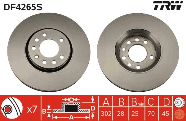 Disc frana DF4265S TRW - Frana disc Disc frana DF4265S TRW - Frana disc